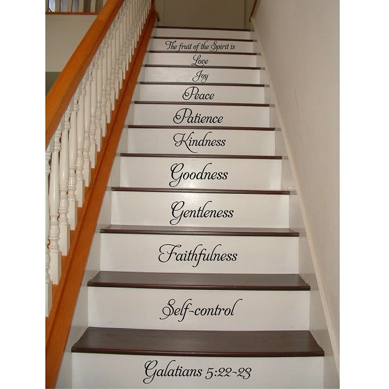 Fruit of the Spirit Large Stairs Vinyl Decal Stickers Lettering Fancy Font Bible Verse