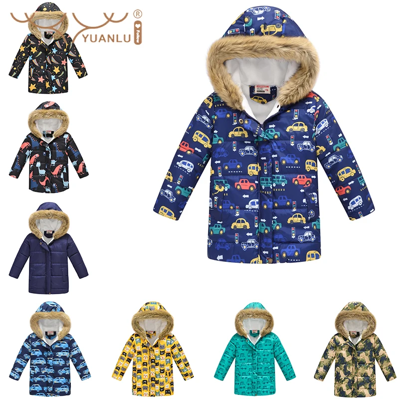 

Russian Warm Winter Boy Jacket with Hood High Quality Children's Clothing Boys Soft Cotton Cartoon Snow Wear Coat Comfortable