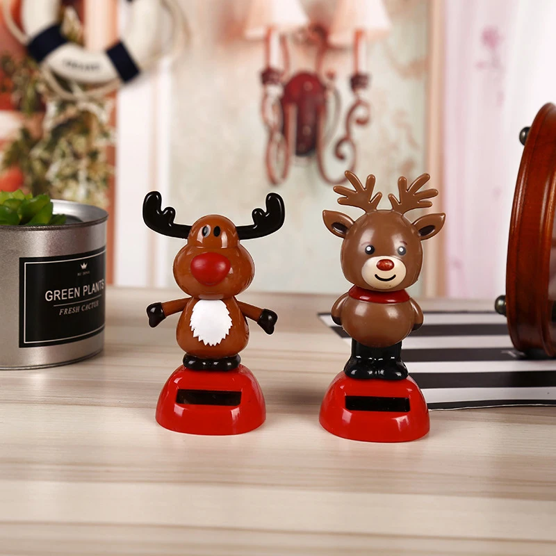 1 шт. Милая Солнечная энергия Снеговик Санта Клаус качающаяся голова фигурка