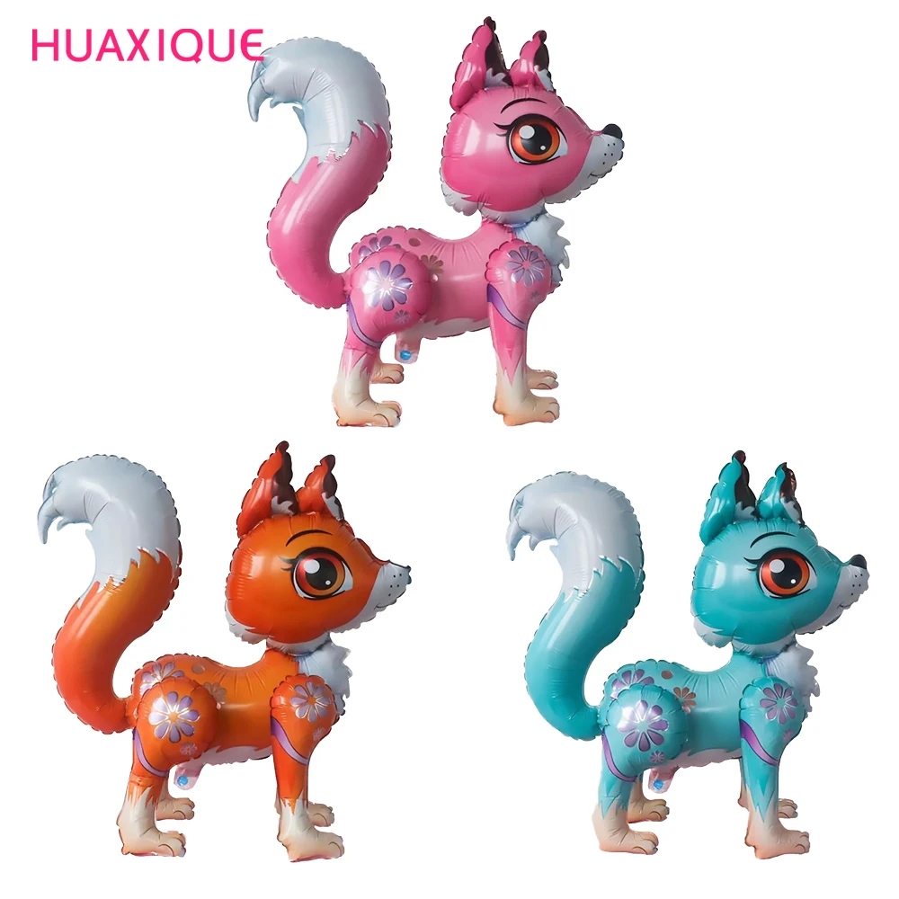 

New 3Dstanding 4D Stereo Can Be Assembled Fox Balloon Cartoon Animal Theme Children's Birthday Party Decoration Aluminum Balloon