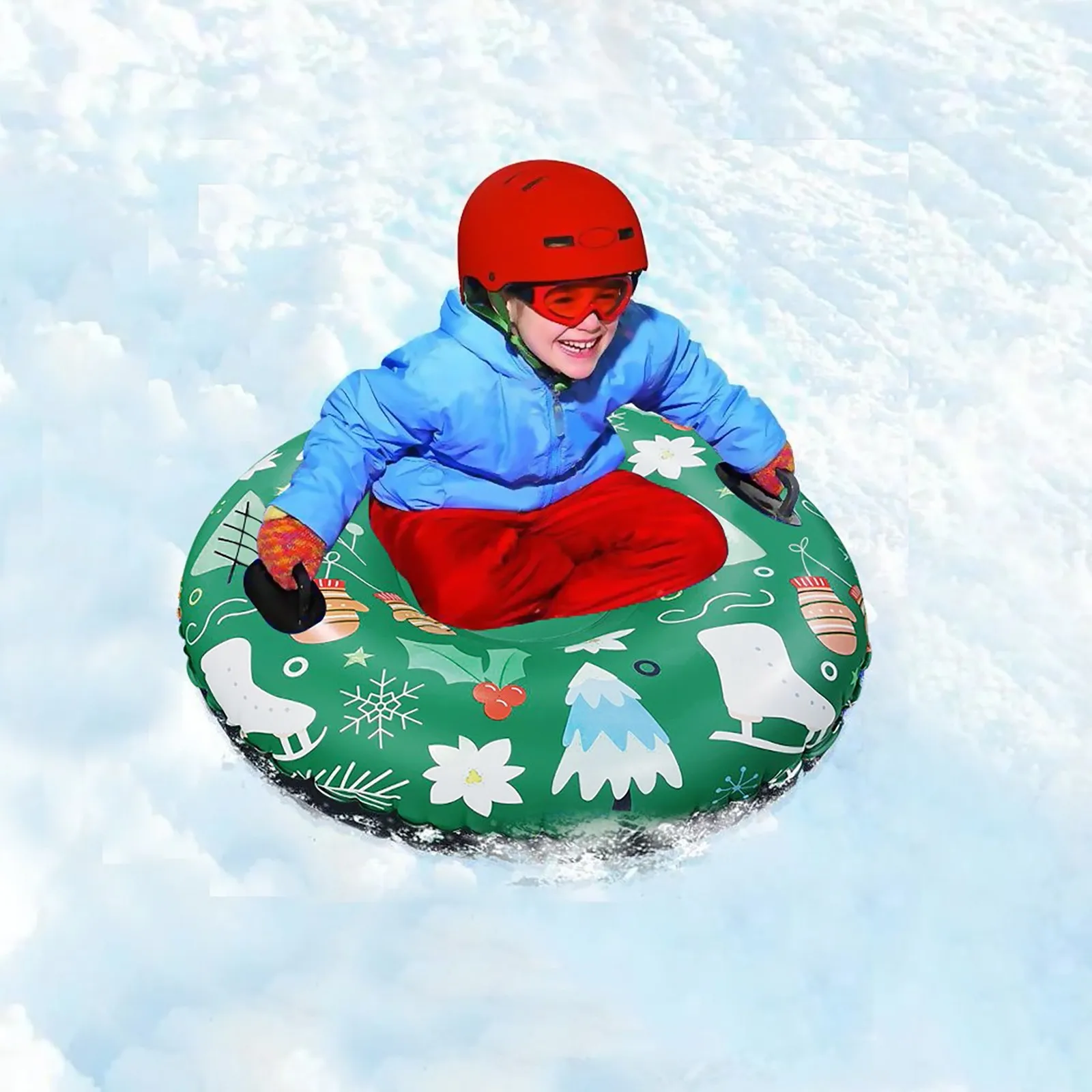 

Winter ski ring select durable ski ring with handle PVC sled tire tube kids ski mat outdoor sports cute printed ski ring F4