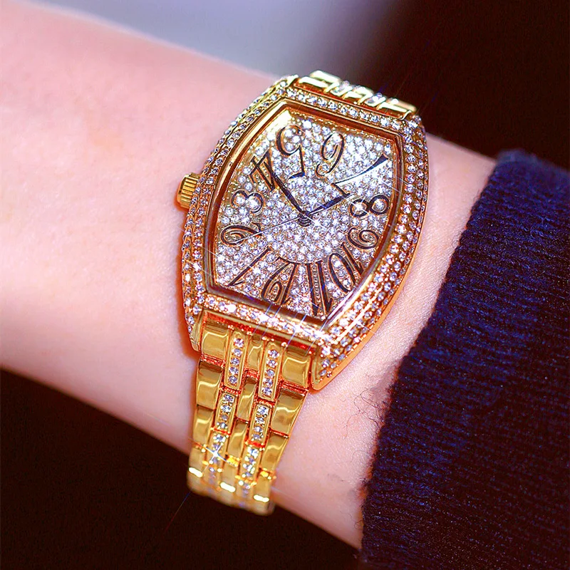 

BS Neue Full Diamant frauen Uhr Kristall Damen Armband Handgelenk Uhren Uhr uhren Quarz damen uhren fur frauen 165335
