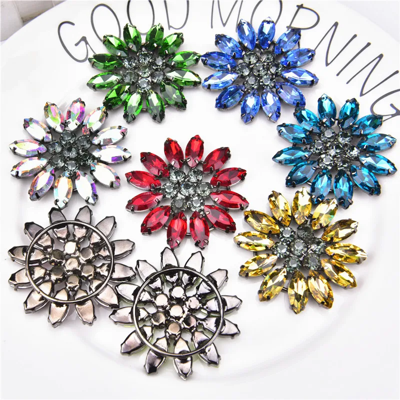 4.8Cm Rhinestone Applique Shiny Gorgeous Ab Glass Crystal Buckle Diy Bridal Boutonniere Sew On Patches Garment Shoes Dress Bags | Дом и сад
