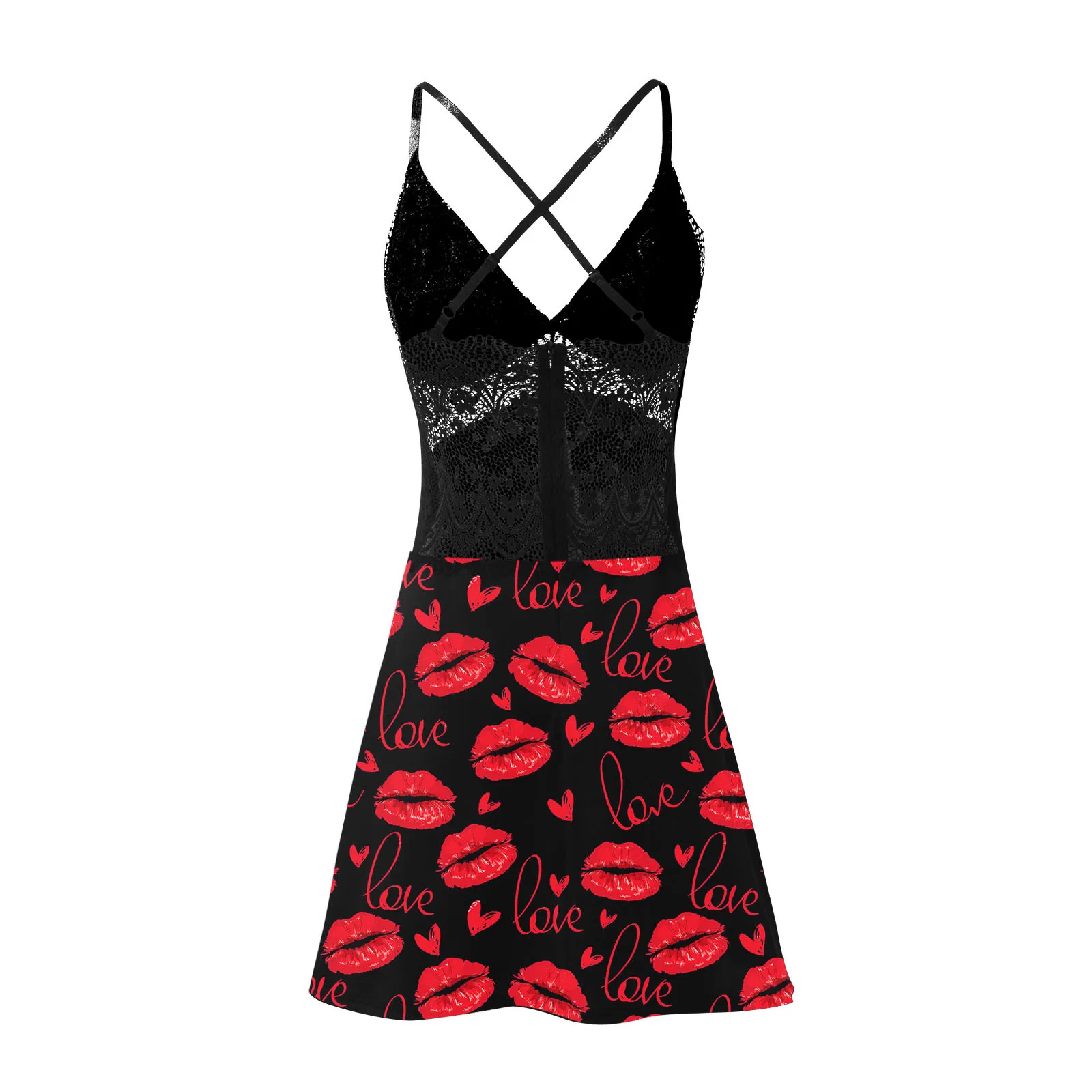

Female Lace Nightgown Sexy Spaghetti Strap Night Dress Women's Nightie V-neck Sleeveless Sexy Sleepwear Nightwear Plus Size 3XL
