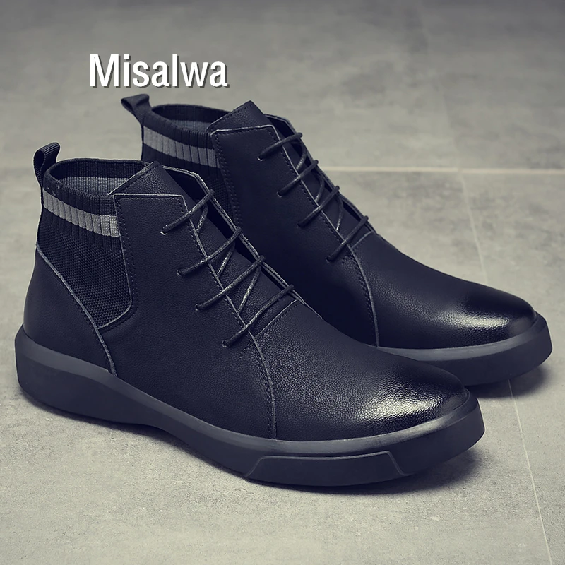Misalwa/мужские ботинки; сезон осень-зима; ботинки «Челси» в винтажном стиле; зимние повседневные модные высокие теплые ботинки на шнуровке; цвет оливковый, зеленый