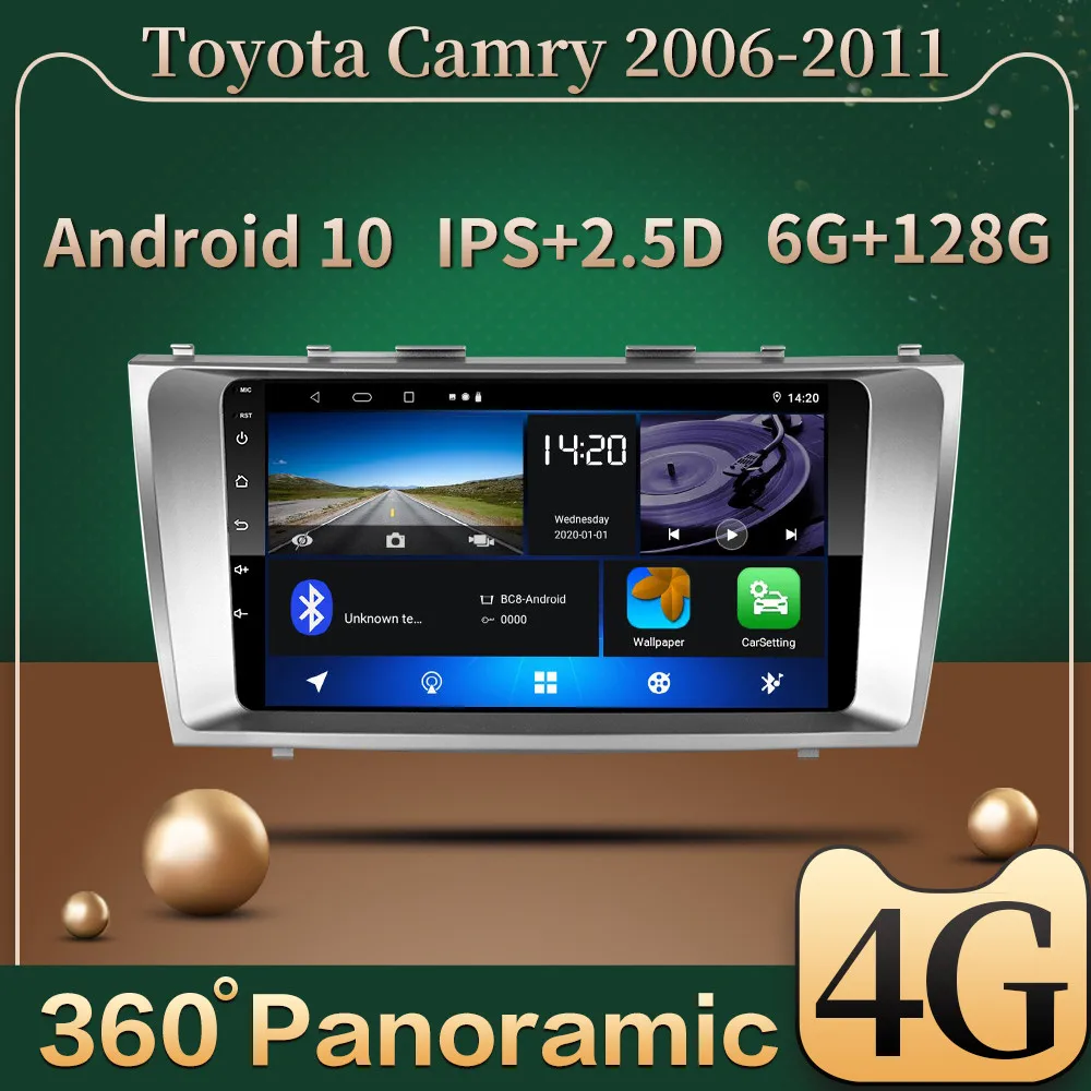 Автомобильный радиоприемник 6G + 128G 2din Android 10 для Toyota Camry 40 50 2006 2007-2011 Carplay DSP IPS