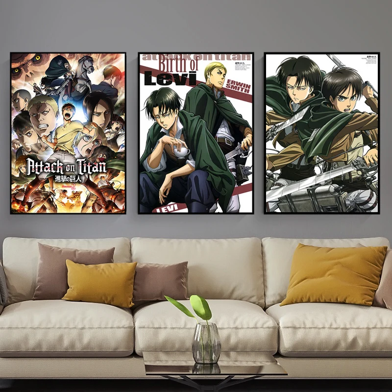 

Attack on Titan Posters and Prints Classic Japanese Anime Canvas Painting Wall Art Pictures for Living and Prints Room Decor