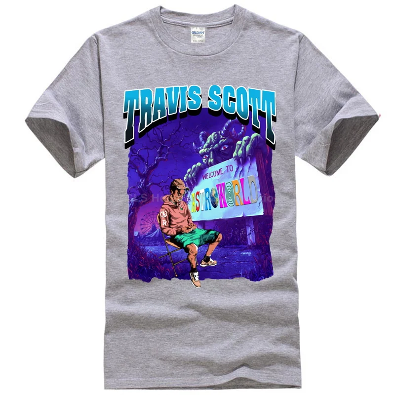 Men gray Трэвиса Скотта Astroworld, футболка, размер, подарок, принт, мужская, черная, классная, повседневная, прайд, футболка, мужская, унисекс, новая, модная футболка - Цвет: Men gray
