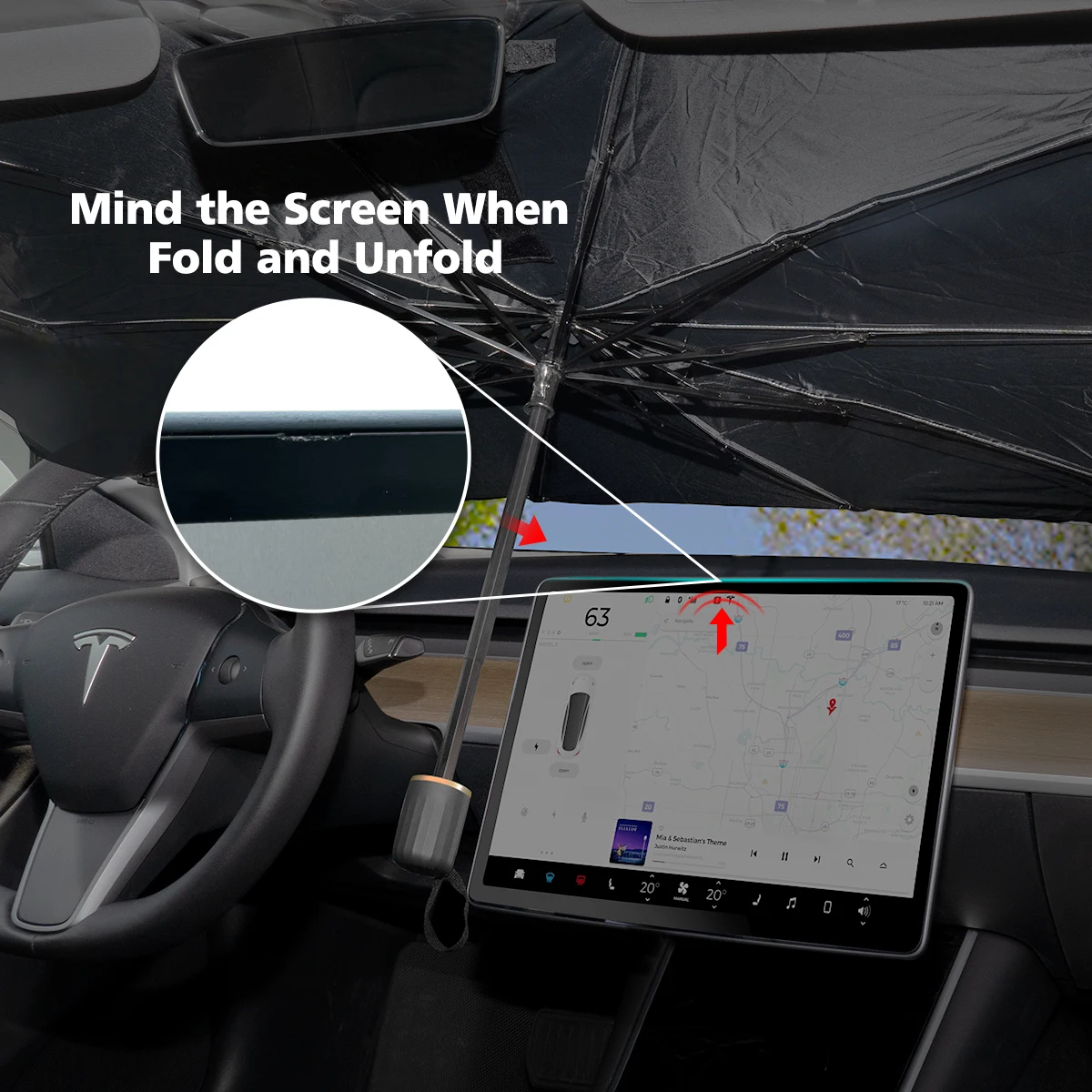 Солнцезащитный козырек на переднее стекло автомобиля для Tesla Mode 3 Y 2017-2021