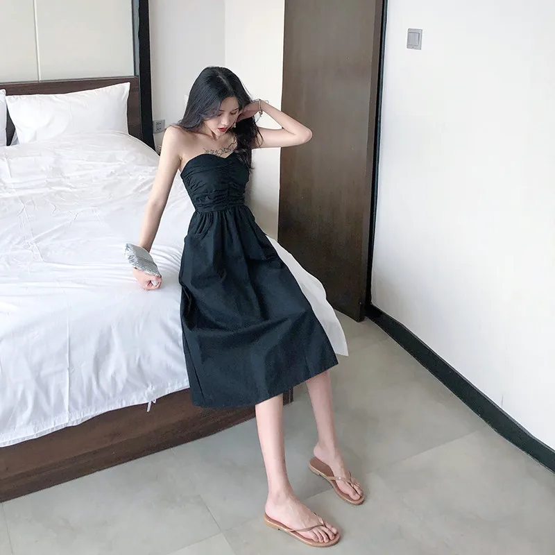 

Women Solid Sexy Strapless Empire Dress For Party Holidays Girls