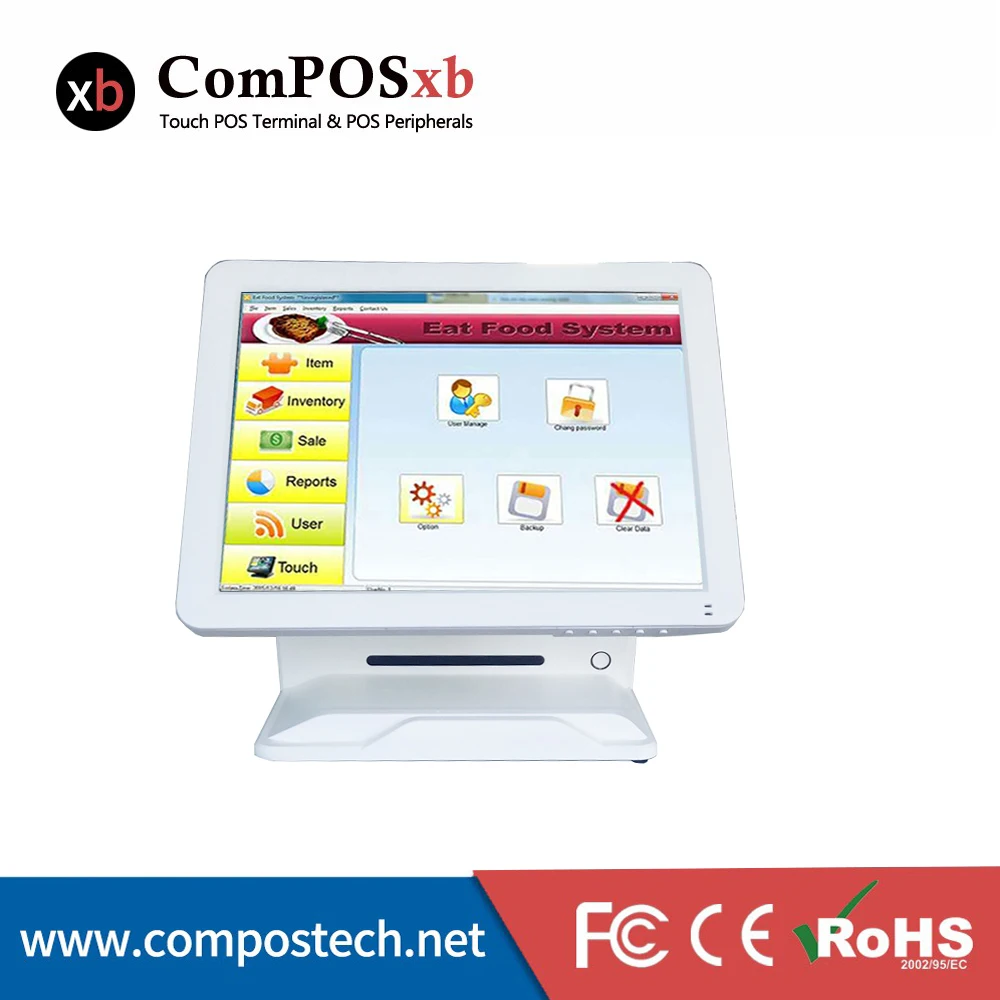 ПК точка продажи POS терминал 15 дюймов резистивный сенсорный экран pos система