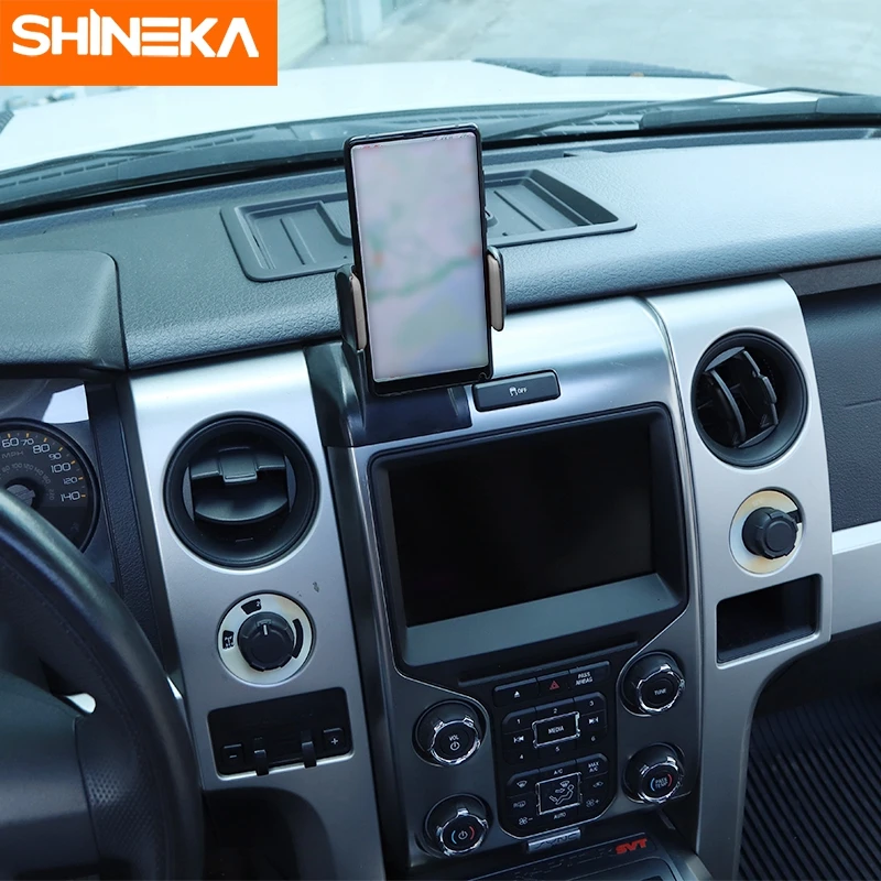 shineka car mobile phone stand ipad cellphone bracket for ford f150 raptor 2013 2014 360 degree abs gps holder accessories free global shipping