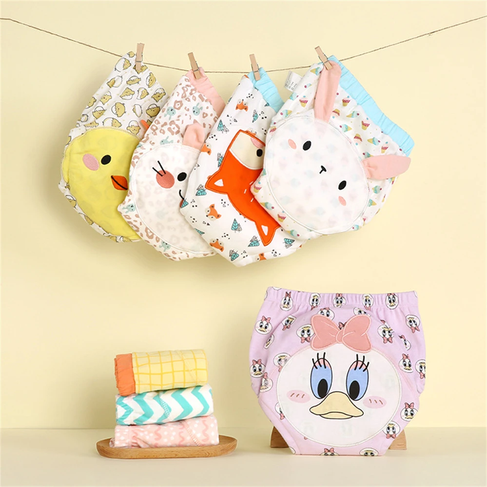 

2pcs Baby Reusable Diapers Panties Washable Training Pants Cotton Nappy Cloth Diapers Nappy Underwear