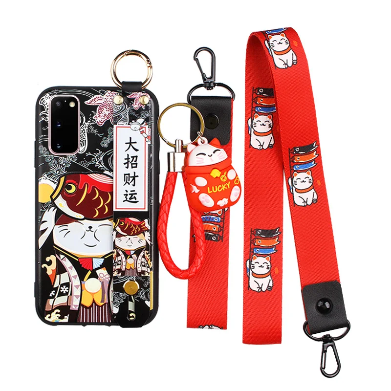 

Case For Samsung a51/a71 Cartoon phone cover note 20 ultra Soft Silicone Shell Galaxy note8/9 note10 plus Mobile strap