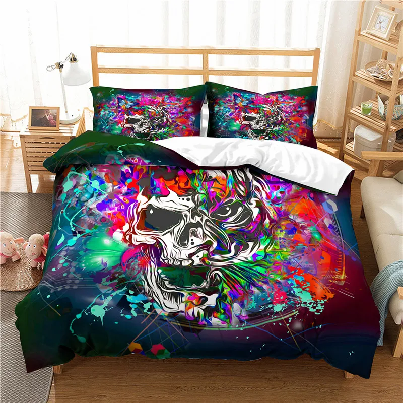 

skull duvet cover set skull bed pillow case luxury bedding set queen full-size comforter set
