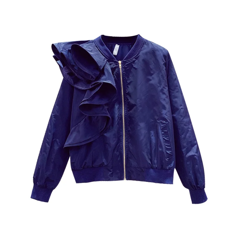 Новая Корейская осенняя куртка Женская Короткая свободная на молнии с V образным