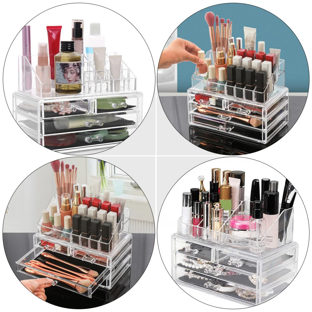 

1pc Acrylic Makeup Storage Box Transparent Cosmetics Desktop Storage Container