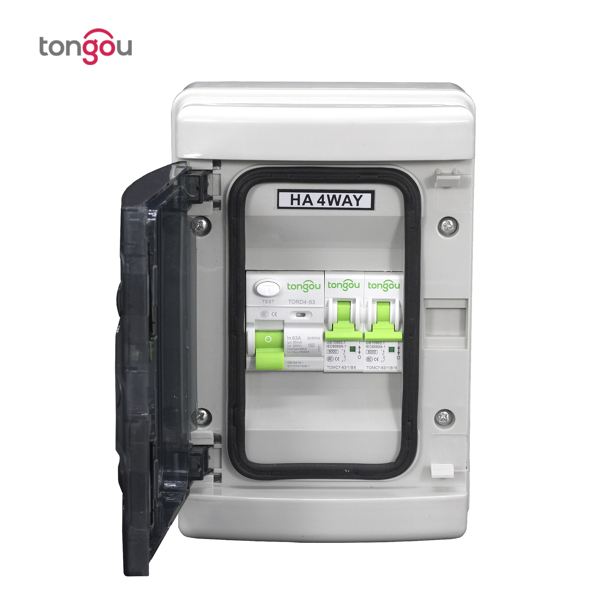 

Потребительский блок с 63A/30mA RCD и 1x16amp и 6amp MCB's IP65, (распределительная коробка с выключателем) HA4