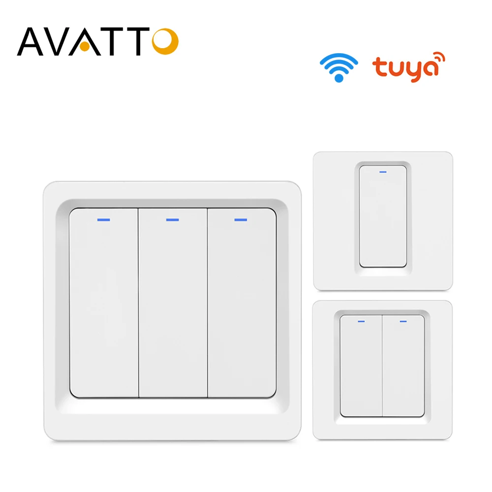 Wi-Fi-выключатель AVATTO Tuya настенный выключатель с физической кнопкой для