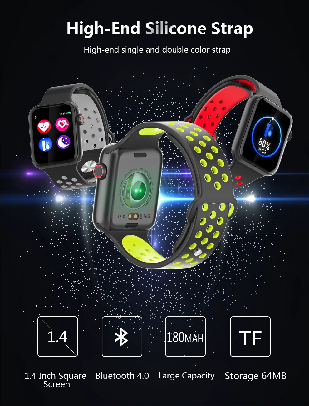 GIAUSA Bluetooth M3 Смарт часы с полным сенсорный экран для сердечного ритма Монитор