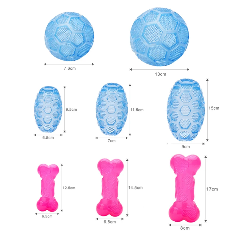 

High Quality Pet Dog Squeak Toys TPR Rubber Non-toxic Pet Ball For Small Large Puppy Dogs Toys Pets Bite-Resistant Bone Shape