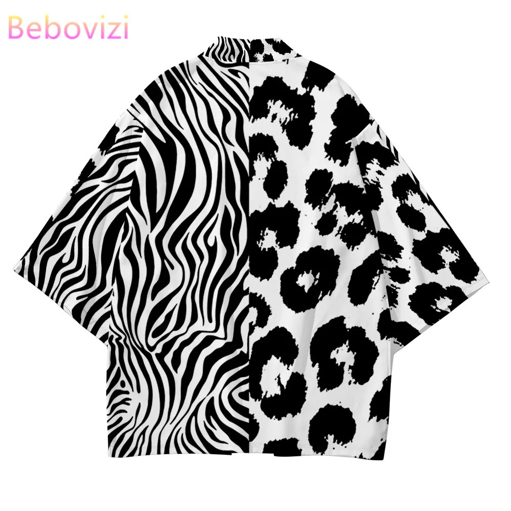 No Yaiba Robe Cardigan camicie da uomo Yukata Plus Size 6XL 5XL 4XL 2021 stampa leopardata Beach Kimono giapponese Haori abbigliamento donna