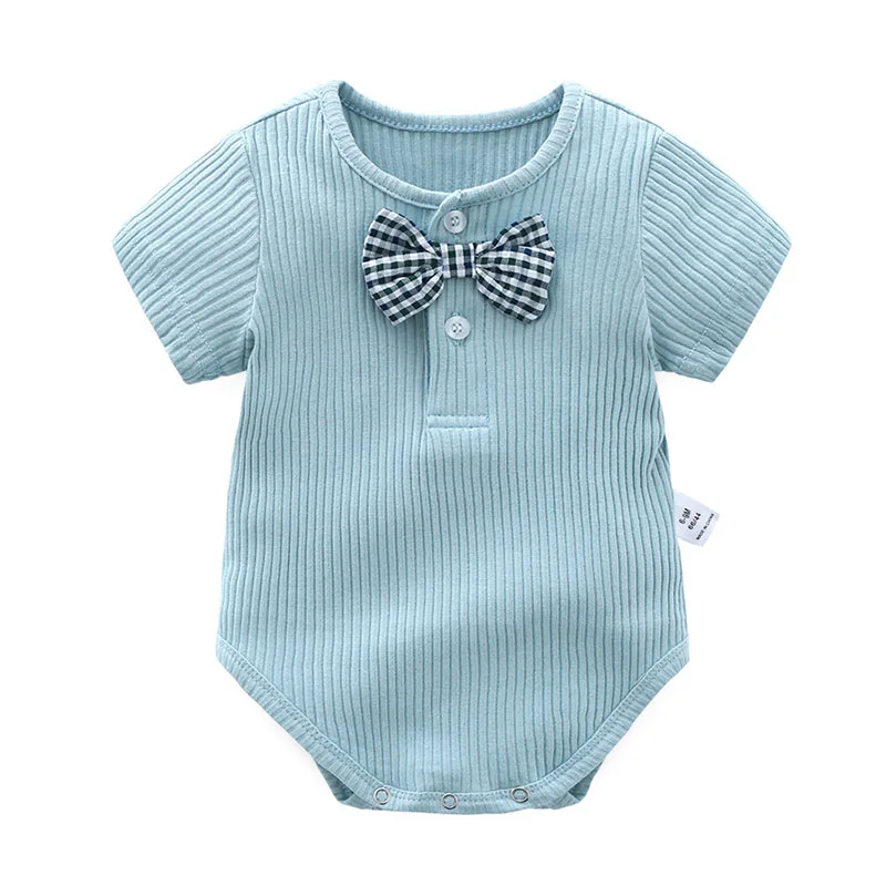 

New Spring and Summer Infant Striped Romper Baby Triangle Short-sleeved Bag Fart Baby Cotton One-piece Girls Boys Bodysuits