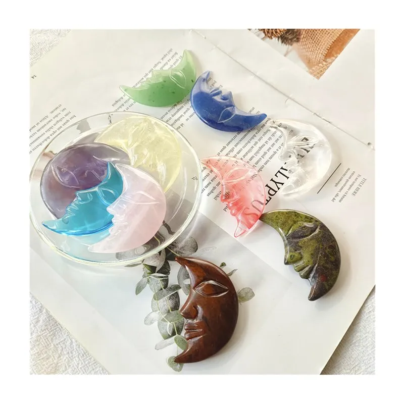 Распродажа натуральных лечебных кристаллов резьба поделки розовый кварц Луна