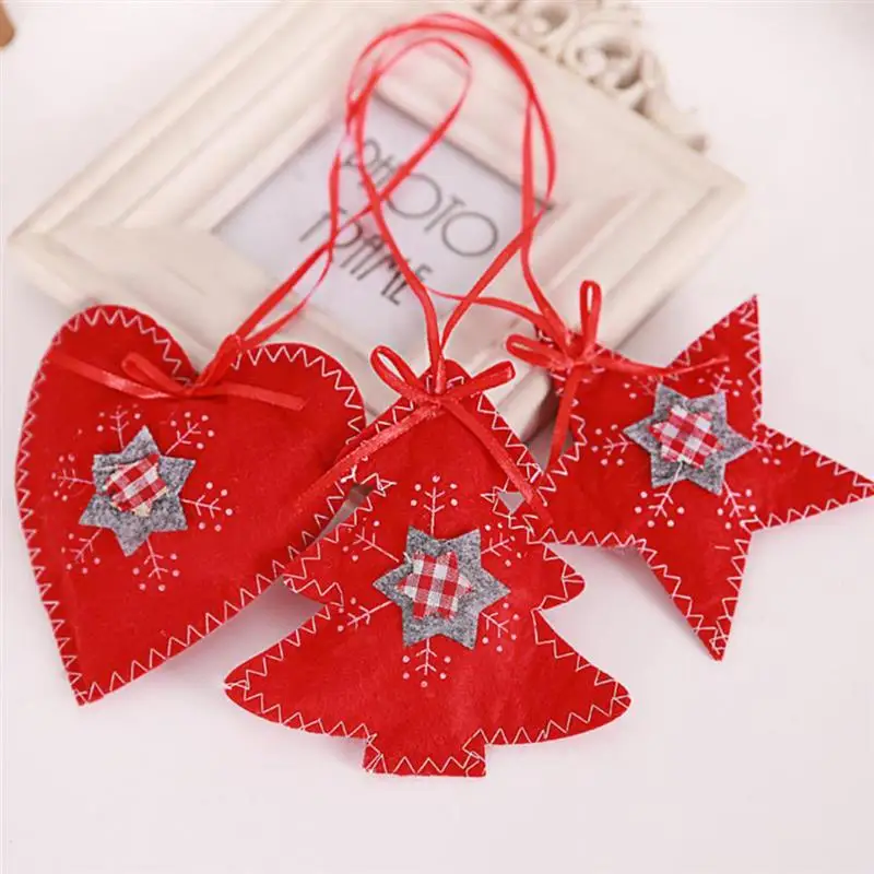 3 шт милые рождественские украшения любовь сердце звезды Дерево Войлок орнамент
