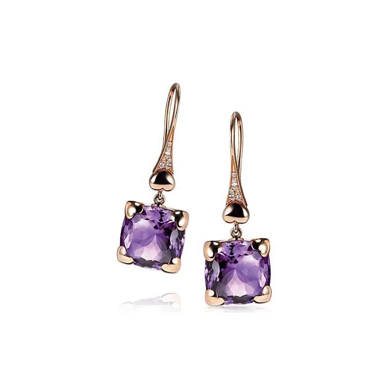 Женские серьги подвески MENGYI простые с фиолетовым кристаллом 9 2 5 ювелирные