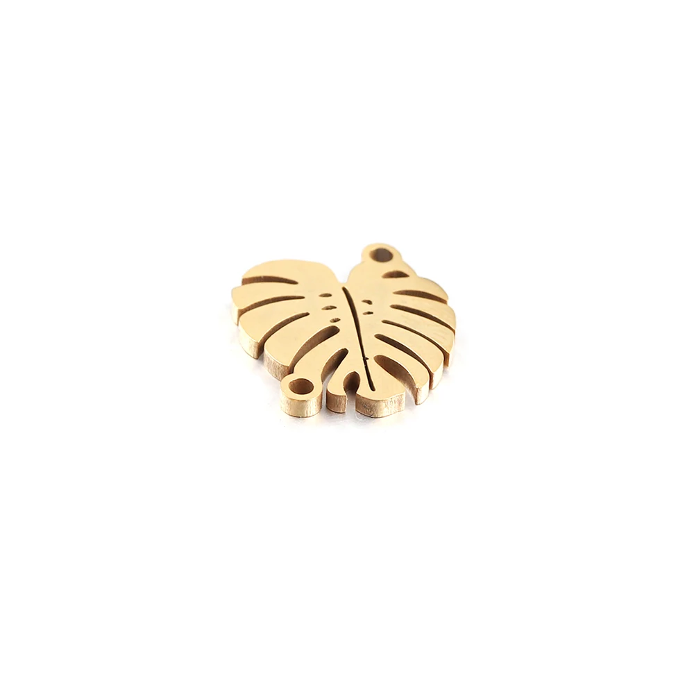 gold Semitree 5 шт. нержавеющая сталь Листья Браслет Разъемы Подвески для ожерелья медальон DIY ювелирных изделий аксессуары ручной работы - Окраска металла: gold
