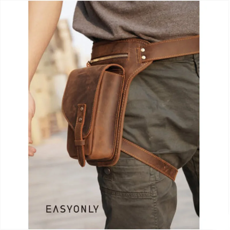 Кожаная поясная сумка в стиле ретро для езды на мотоцикле |