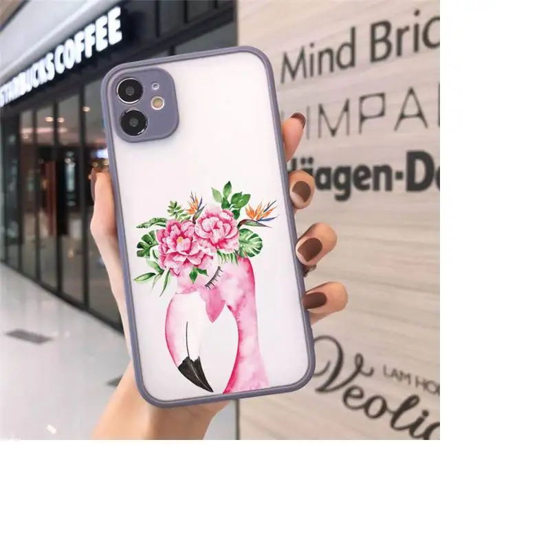 

Flamingo Pig Dog Rabbit Phone Case Matte transparent For Gray iPhone 12 Mini 11 Pro XR XS Max 7 8 Plus X Back Cover