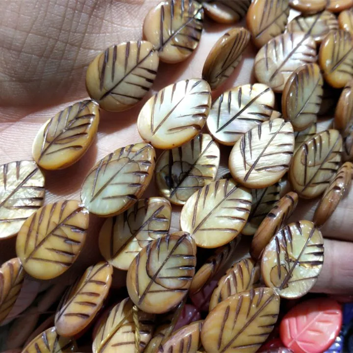 Женские жемчужные браслеты 20 шт. натуральные бусины в форме листа резьба Размер 15