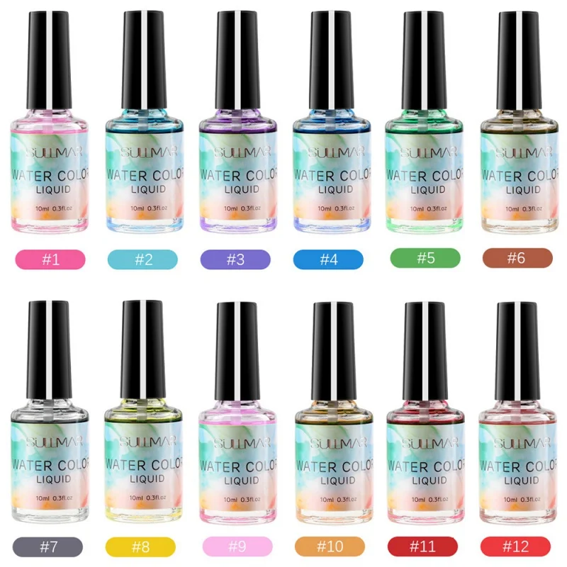 Новые акварельные чернила лак для ногтей гель с рисунком цветения дымовой эффект