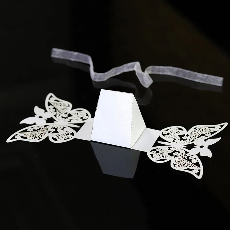 50pcs Laser Cut Butterfly Shape Carriage Favor Gifts Candy Boxes With Ribbon Baby Shower Wedding Birthday Party Decoration | Дом и сад