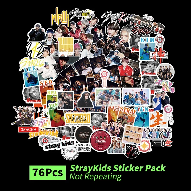 

76Pcs/Set Kpop Stray Kids Character Stickers Cartoon Stray kids Fashion Cute K-pop sticker