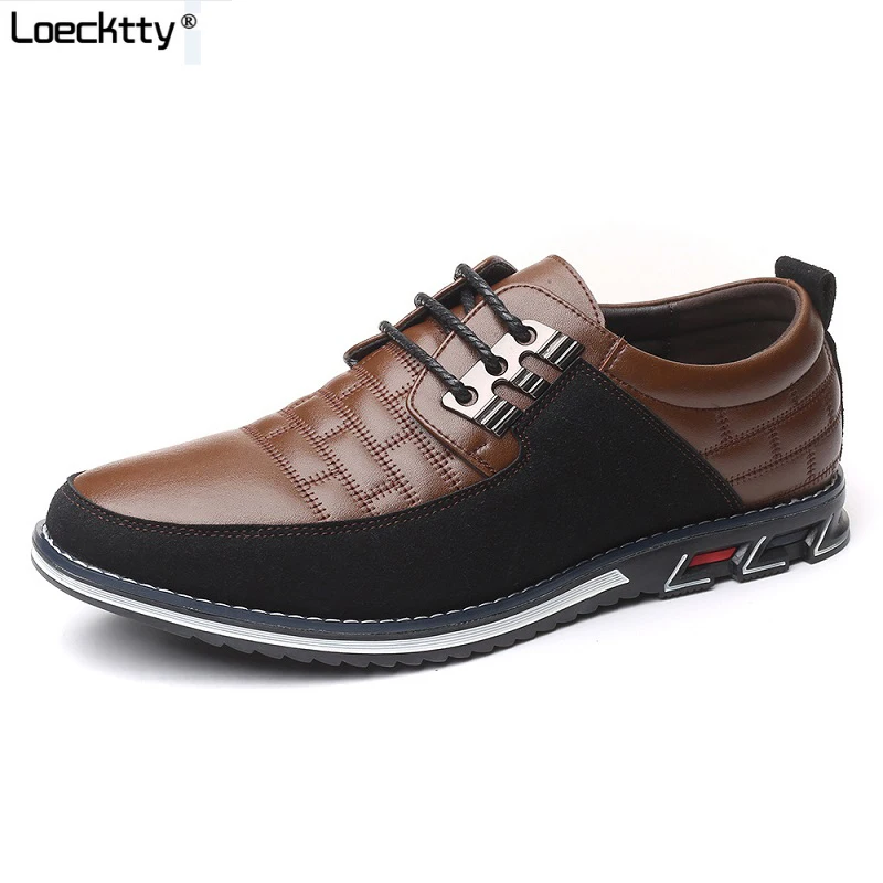 

Мужские кожаные туфли-оксфорды, коричневые повседневные деловые классические туфли без застежки, большие размеры 38-48, весна-осень 2019