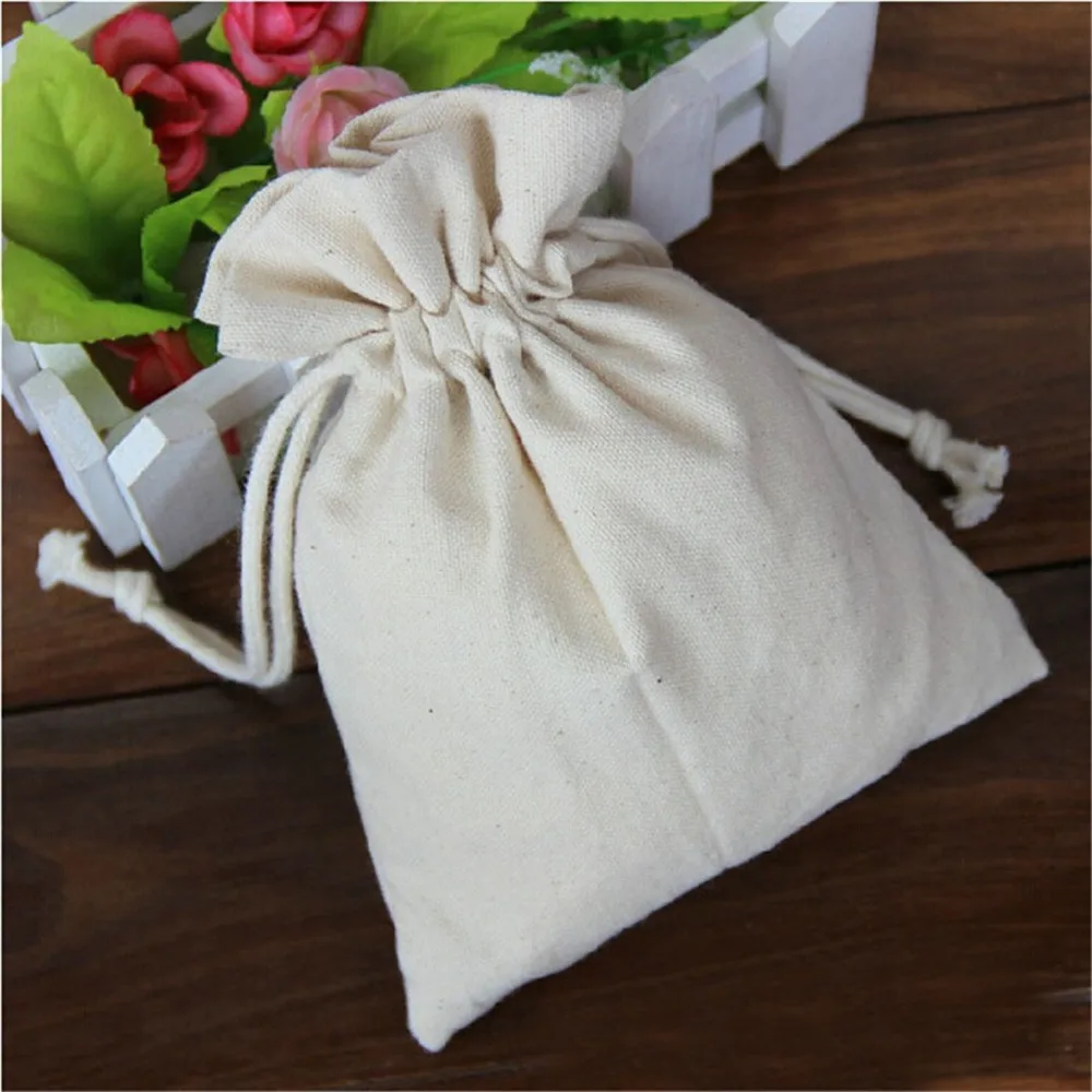 

1pcs White canvas bag Gift collection bag Cloth bag Packaging bags White cotton rope drawstring, cotton bag, canvas rope,