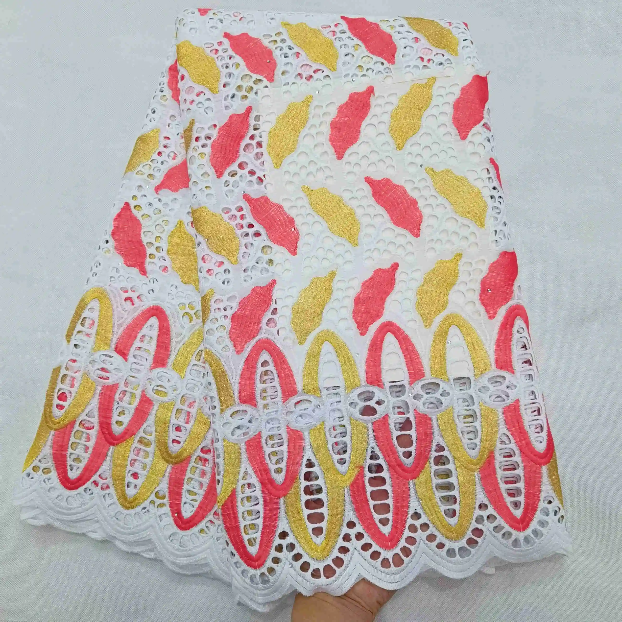 Белая кружевная ткань швейцарская вуаль хлопчатобумажная африканская высокого