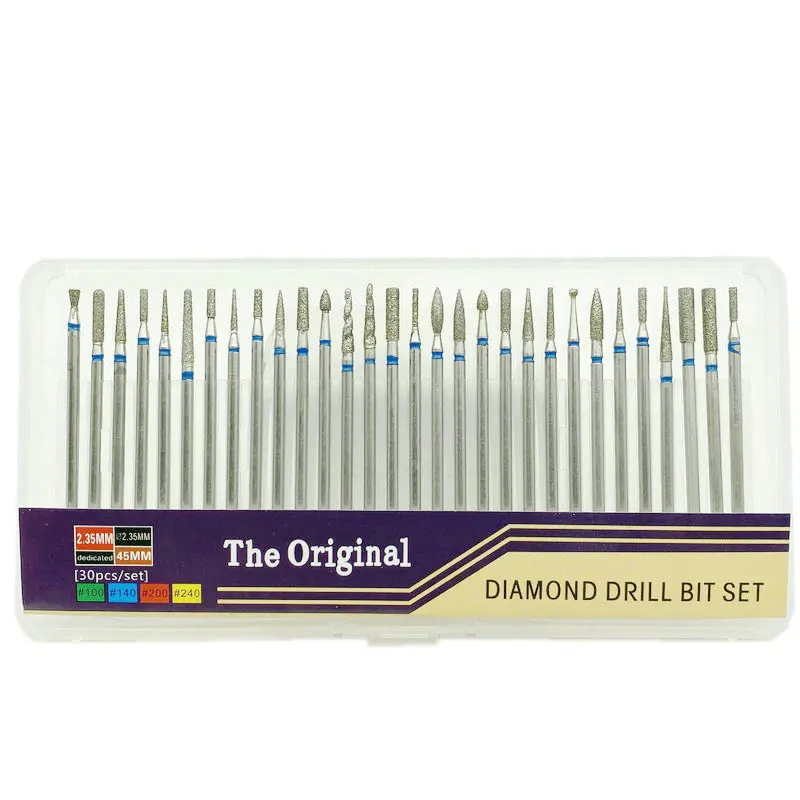 Набор Алмазных фрез для маникюра 30 шт. набор алмазных вращающихся зубных и