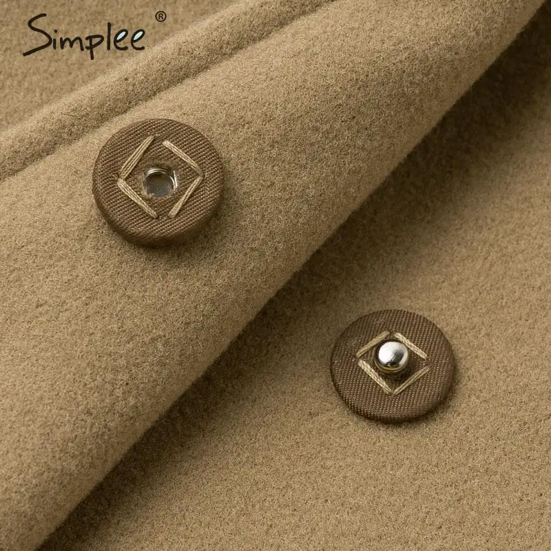 Simplee Elegant office ladies long blend coat Sashes pockets autumn winter female overcoats Long sleeve outwear tweed women | Женская