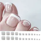 24 шт., съемные французские накладные ногти с квадратным носком, белые накладные ногти, полное покрытие, Типсы для маникюра, аксессуары для макияжа