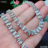 kjjeaxcmy fine jewelry 925 sterling silver inlaid natural aquamarine bracelet exquisite female hand bracelet support testing