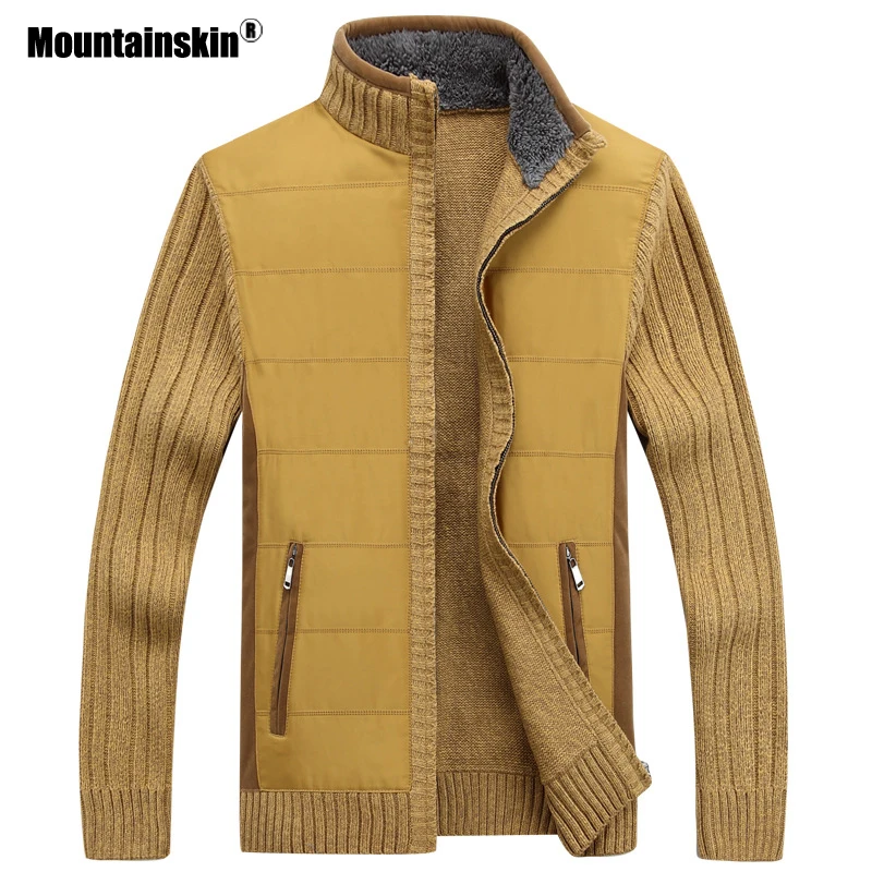 Мужской теплый флисовый вязаный свитер Mountainskin Повседневный Кардиган одежда для