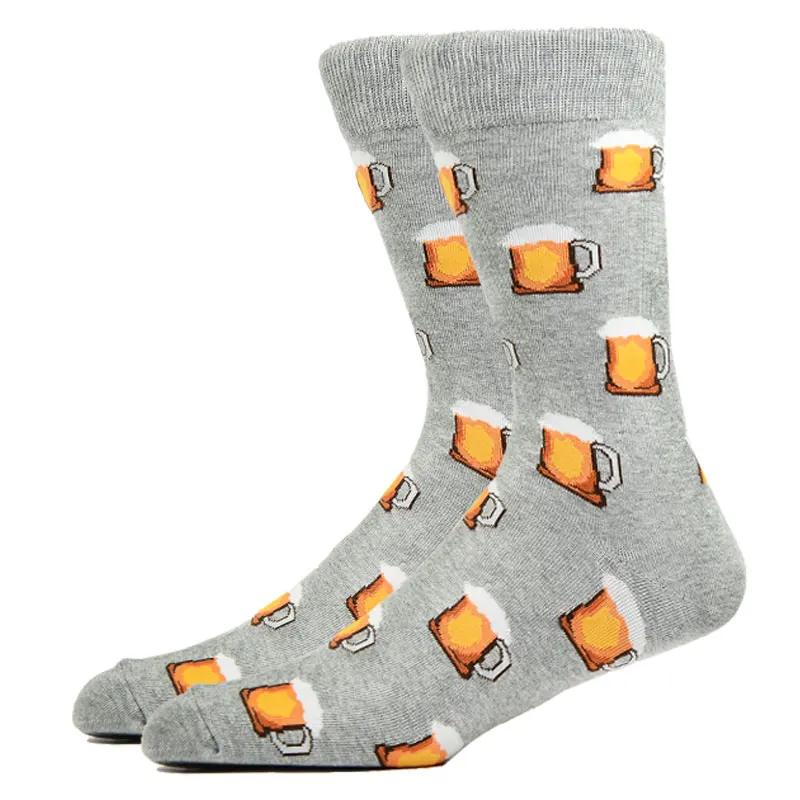 Funny Harajuku Men Casual Cartoon Socks Cotton Banana Egg Cookie Donuts Hamburger Beer Food Happy Chirstmas Gift For Men's Socks