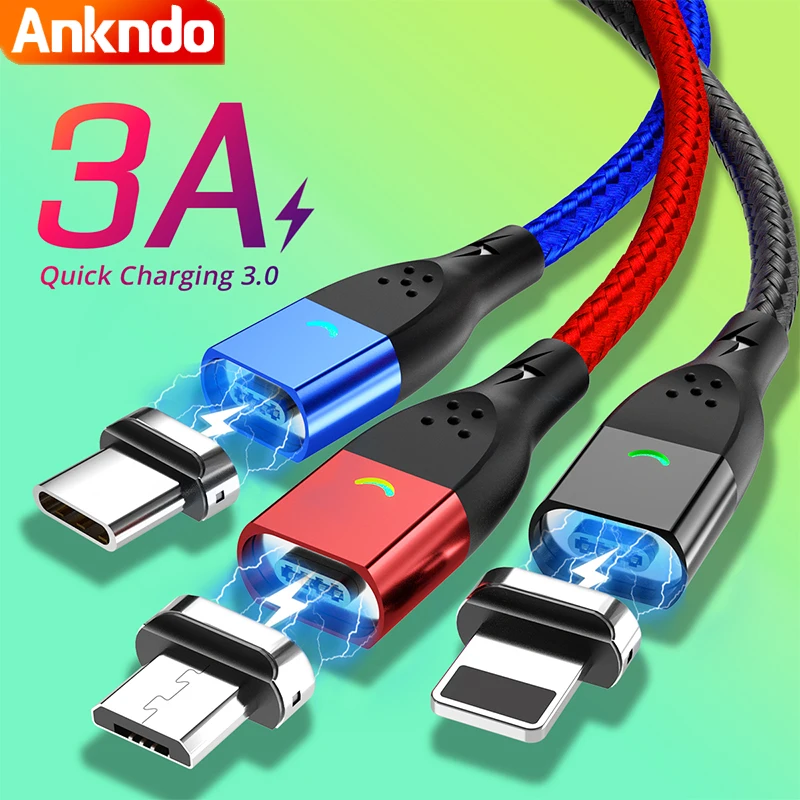 Usb c Магнитный кабель USB Type C Micro быстрая зарядка шнур 1 м 2 магнит быстрое зарядное