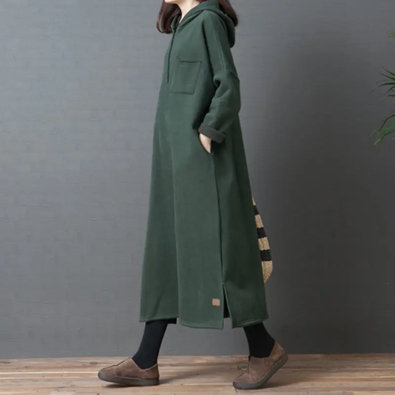 

Женское бархатное платье-толстовка, свободное повседневное длинное платье большого размера в корейском стиле, модель f240 на осень и зиму, 2019