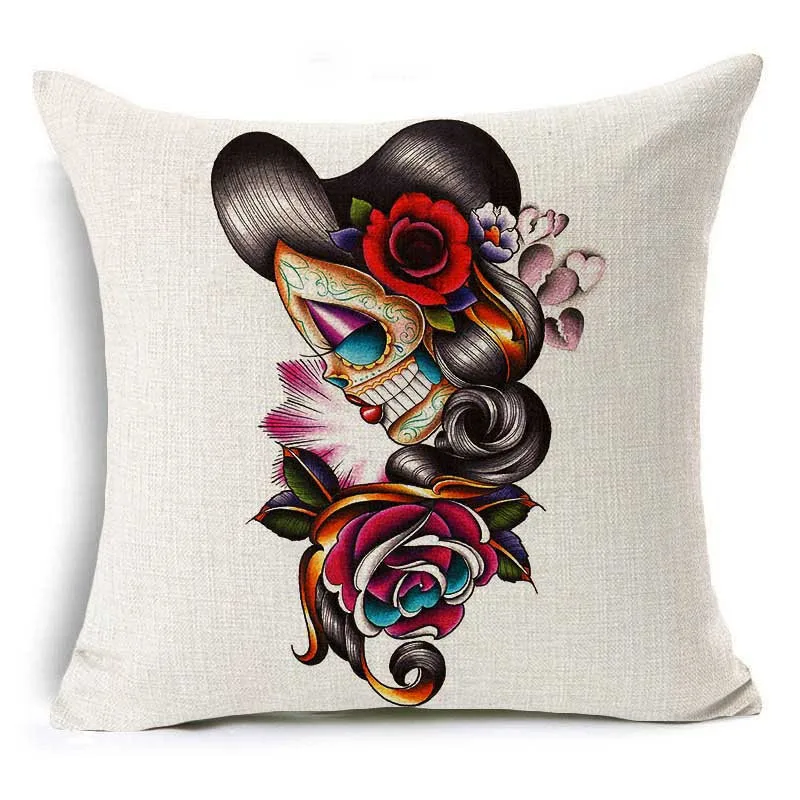Smiry Sugar Подушка с черепом чехол панк череп цветок домашняя декоративная подушка