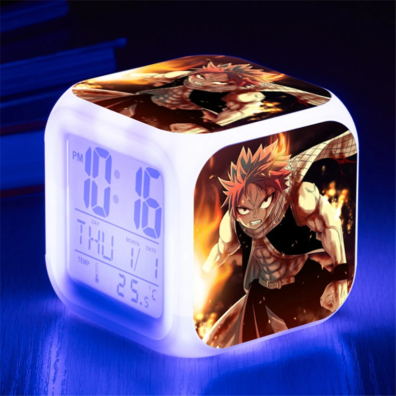 Аниме Сказочный хвост Natsu Dragneel будильник Lucy Heartfilia Erza Scarlet Gray Fullbuster светодиодный